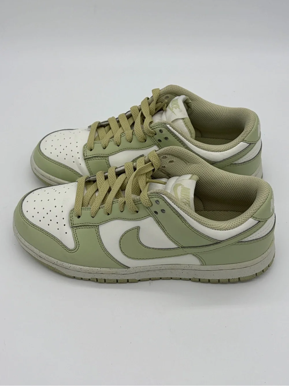 Nike Dunk Low-Top Sneakers in Sage Green and White Women’s 7